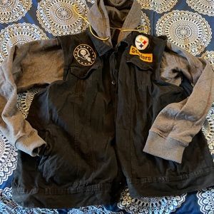 Men Steelers hoodie with vest attached